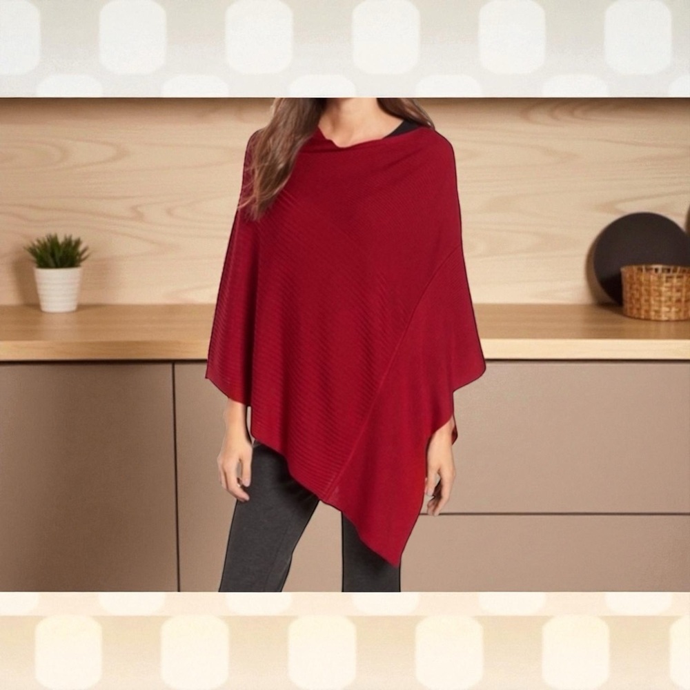 Eileen Fisher Organic Cotton Linen Blend White Cream Poncho Sweater One Size